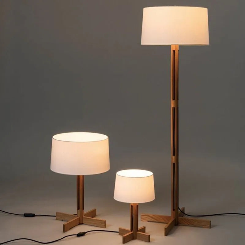 Vintage Wabi Sabi vent lampadaire en bois massif lampadaire salon décor à la maison canapé coin debout étude chevet lampe de lecture