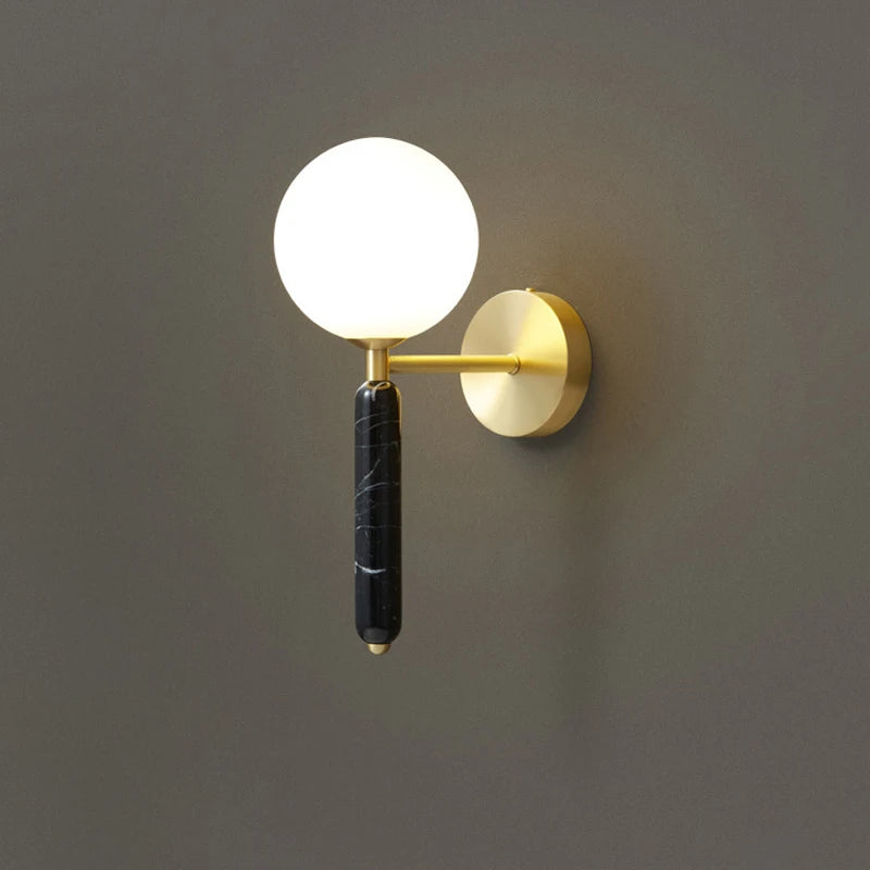 lampe de chevet en marbre avec boule de verre pour hôtel et restaurant