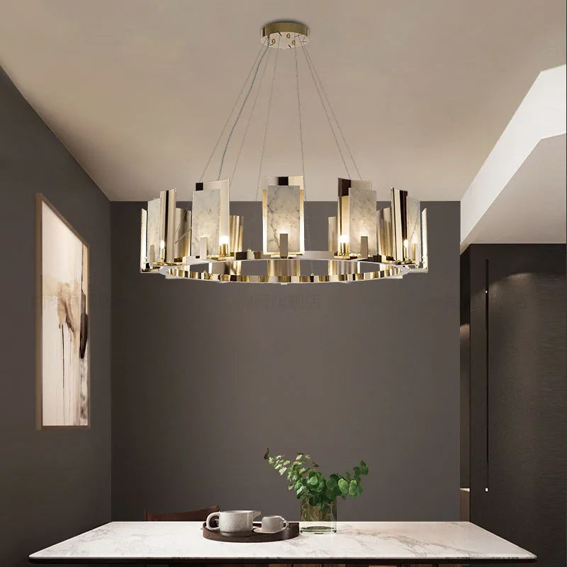 Suspension design luxe led marbre naturel