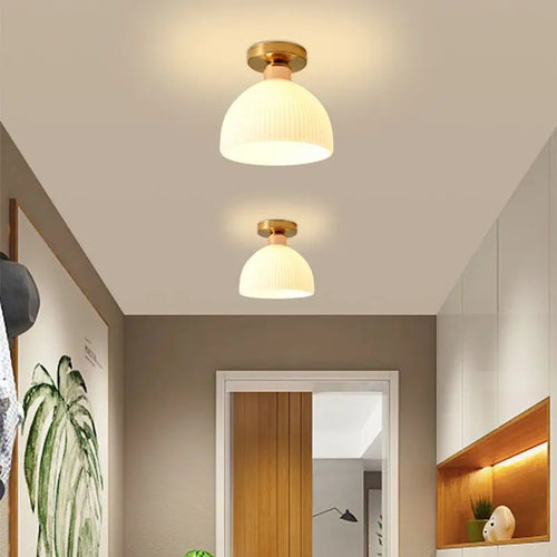 Céramique verre Led couloir plafonnier pour allée couloir vestiaire balcon nordique E27 acrylique lustre reste luminaires