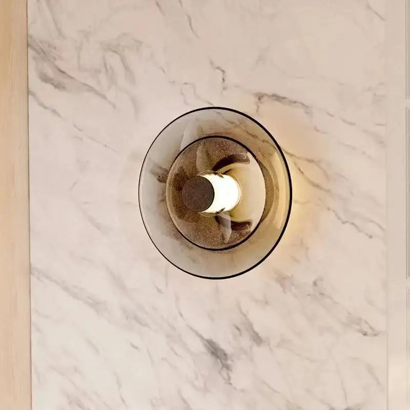 Applique murale led verre ambre noir doré