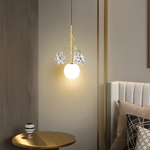 lampe suspendue led en cristal design nordique décorative