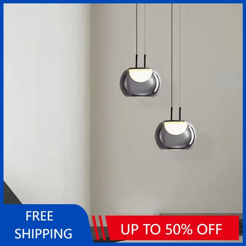 Suspension en verre gris fumé