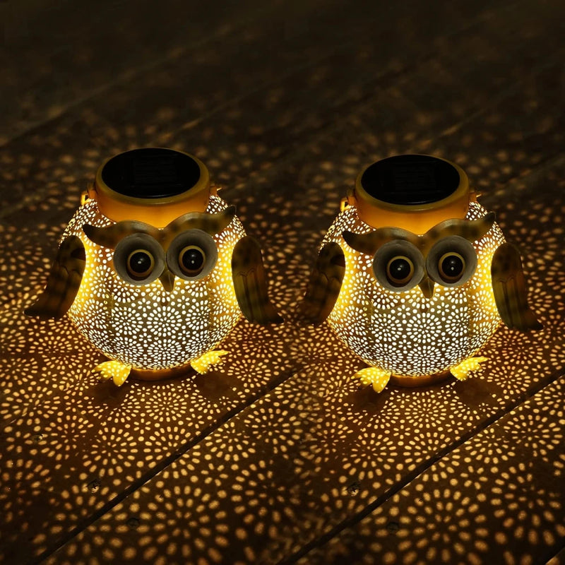lanternes solaires hibou décoratives pour jardin extérieur