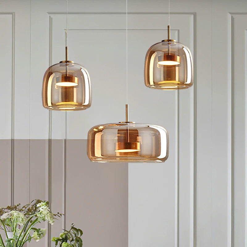 lampe suspendue en verre led luxe décor nordique moderne