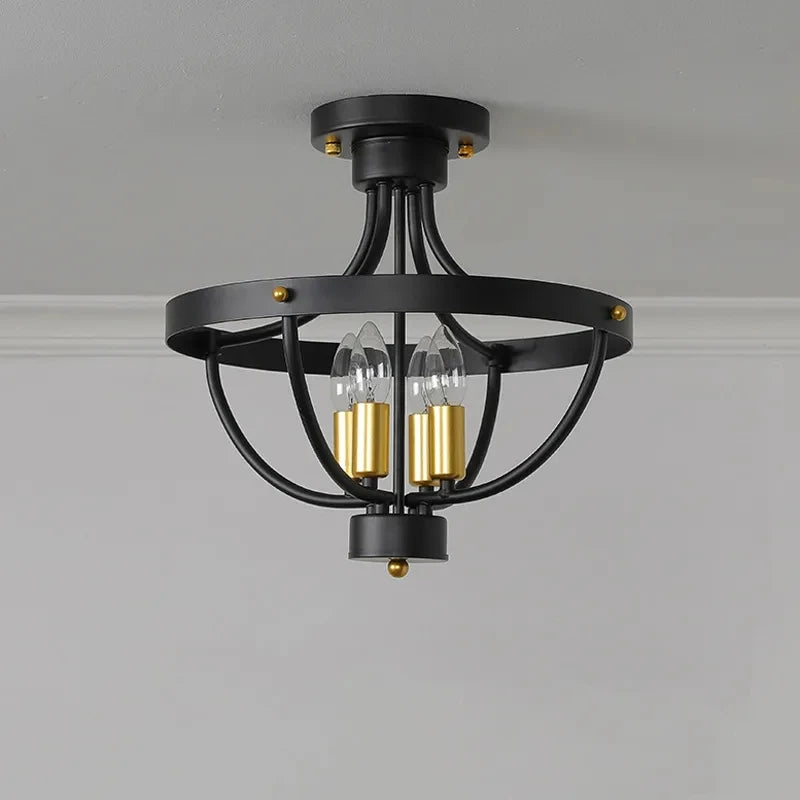 lustre style américain fer simple rétro pour restaurant et étude