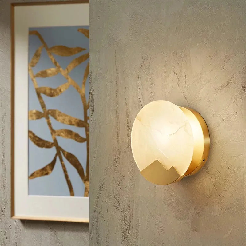 applique murale simple en marbre naturel pour éclairage intérieur