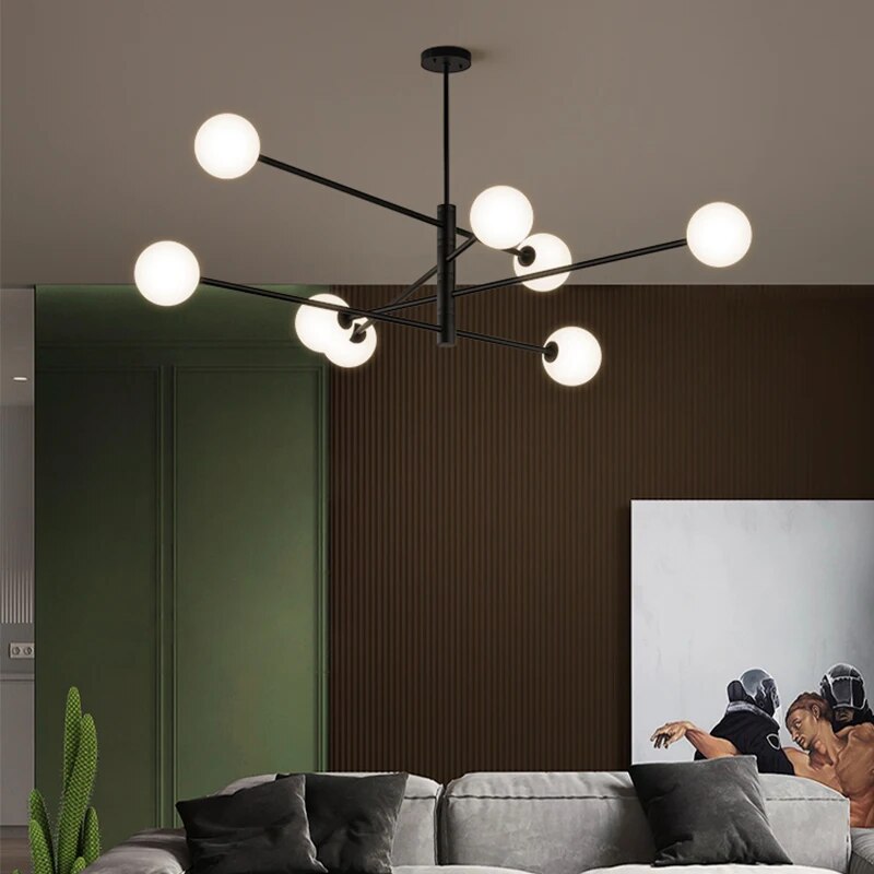 Lustre moderne en verre et laiton
