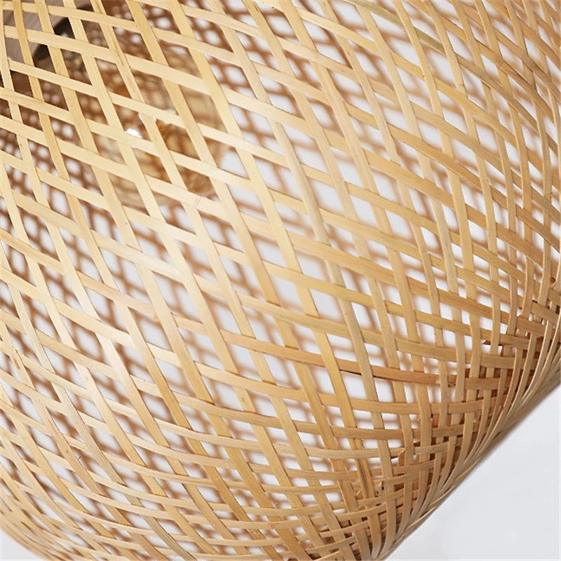 lustre moderne nordique en bambou tissé à la main led