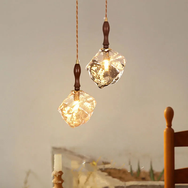 lustre en verre en forme de bloc de glace pour bars et restaurants