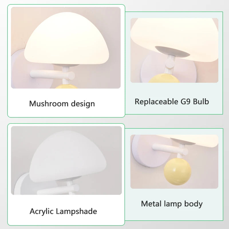 applique murale led en forme de champignon nordiques pour ambiance créative
