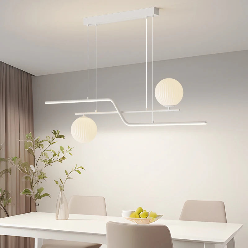 lustre led moderne avec ampoules et abat-jour suspendus