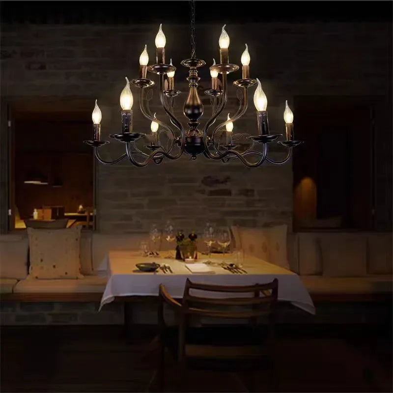 lustre rétro industriel en fer imitation bougie pour décoration intérieur
