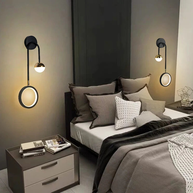 Nordique Led intérieur applique têtes de lit boule ronde fond applique murale allée salon chevet chambre décoration applique murale