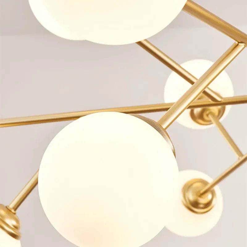 lustre nordique à led avec boule de verre pour luminaires suspendus