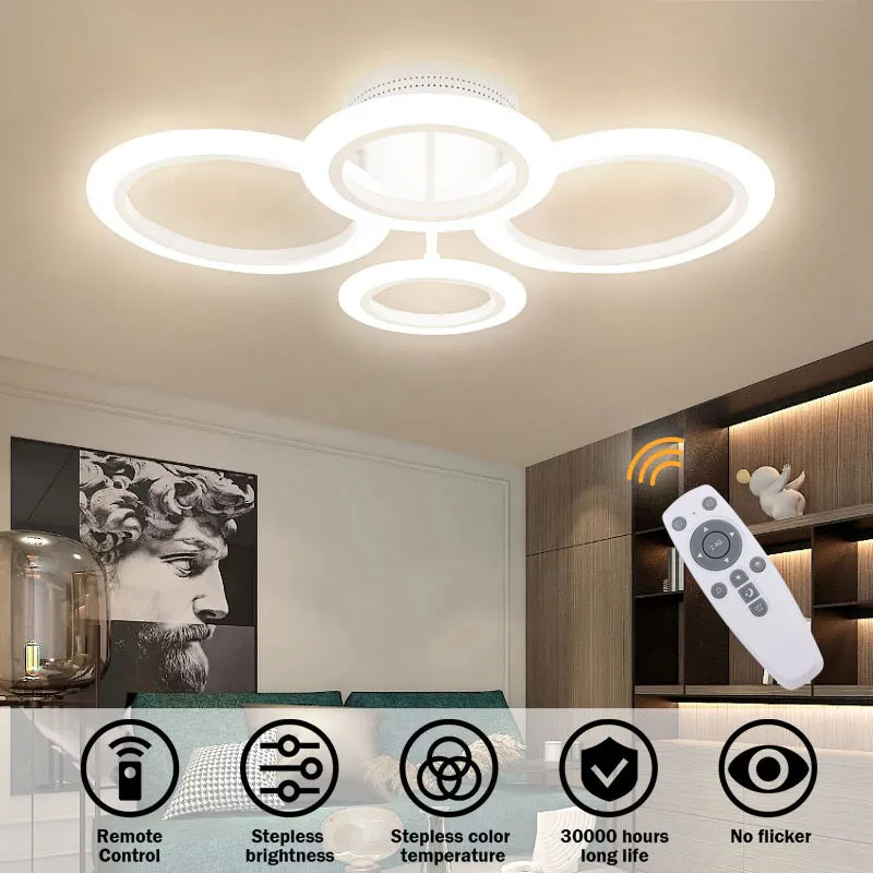 Plafond moderne à LEDs lampe luminosité continue dimmable télécommande plafonniers pour salon chambre cuisine salle à manger