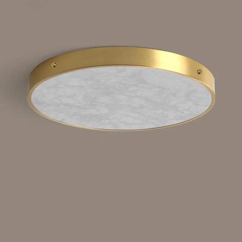 plafonnier luxueux en laiton led monté en marbre circulaire