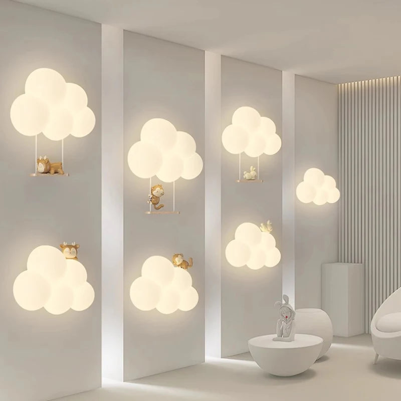 applique murale led singe lapin nuage pour enfants