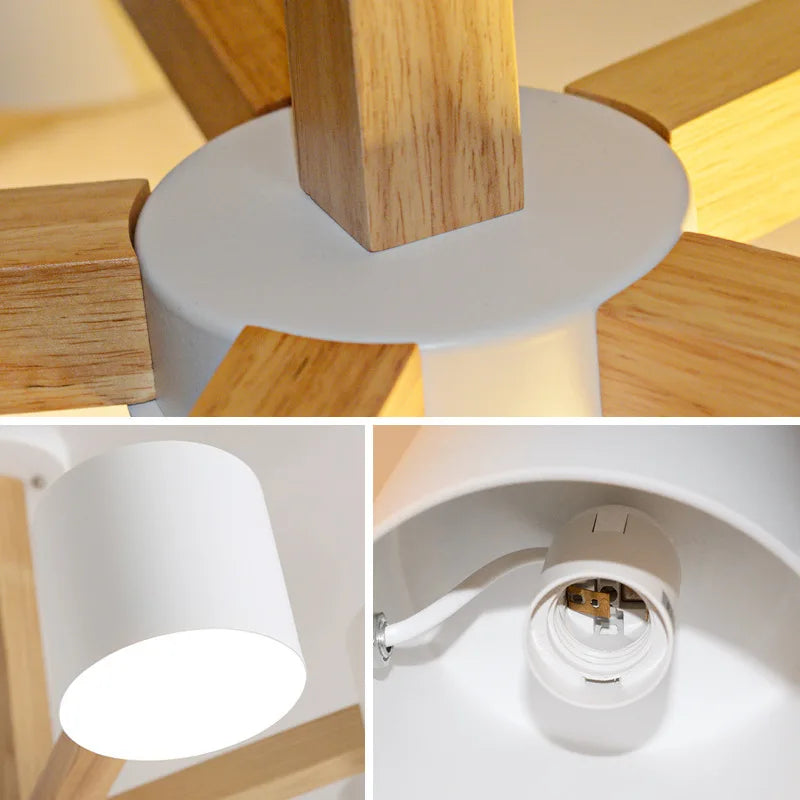 lustre Nordique créatif salon en bois massif chambre salle à manger