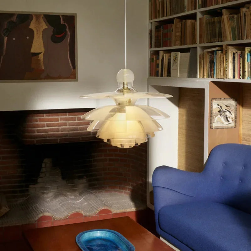 lustre en verre led moderne design scandinave éclairage suspendu élégant
