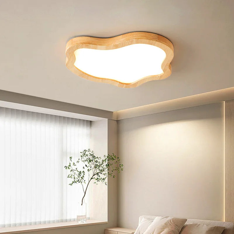 Lampe nordique bois forme nuage montée plafonnier