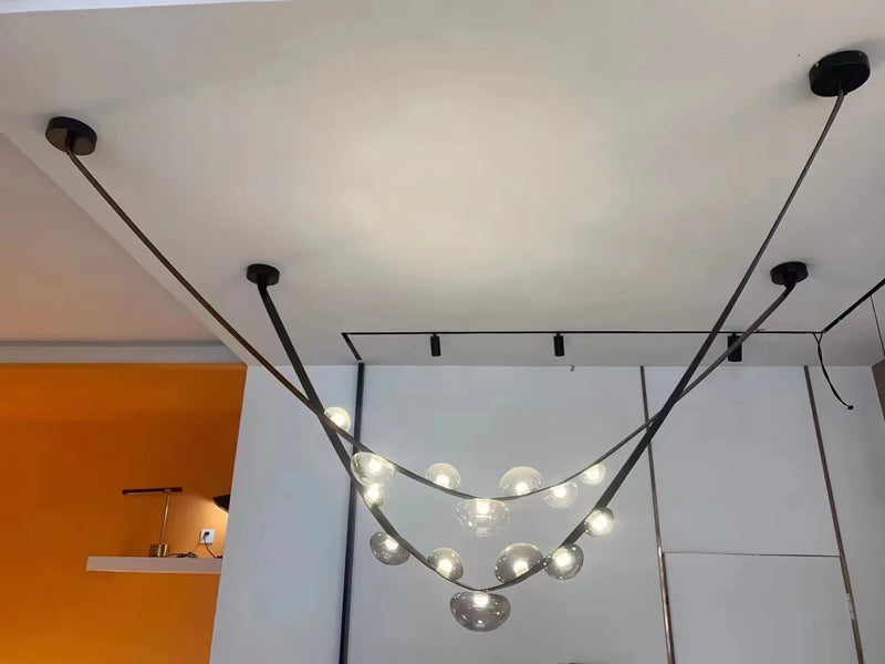 sandyha lustre en cuir avec suspension led design moderne