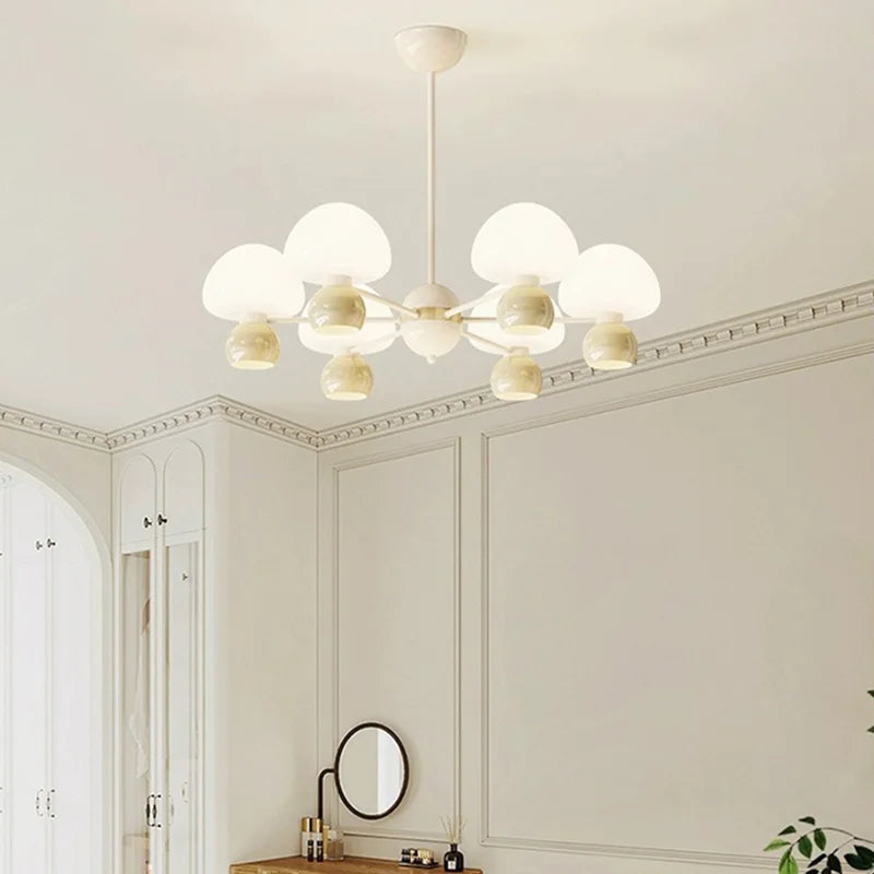 lustre moderne en verre avec luminaires réglables en métal