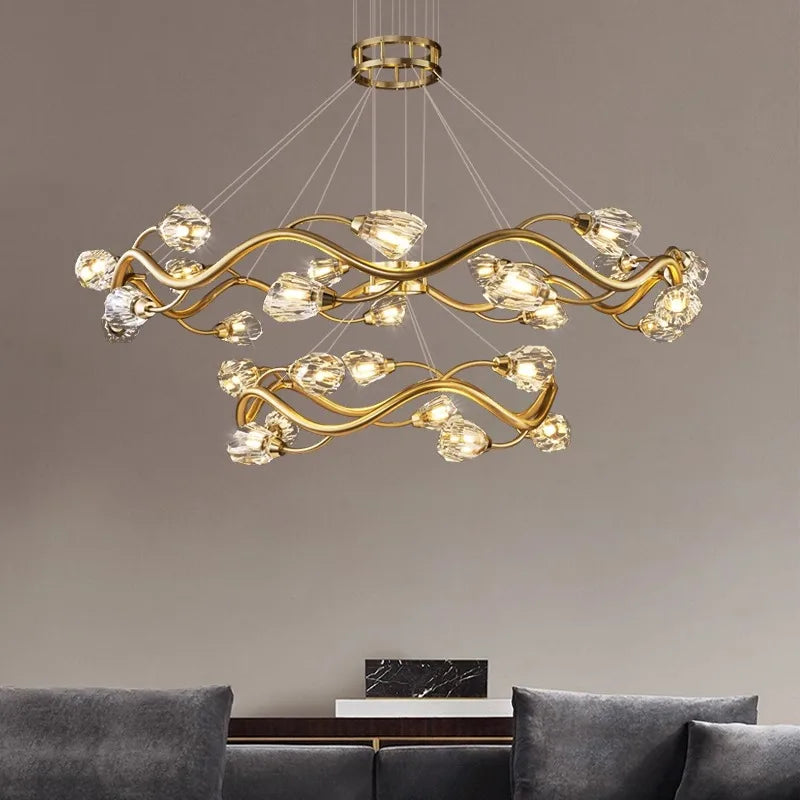 lustre led en cristal moderne de luxe pour éclairage intérieur