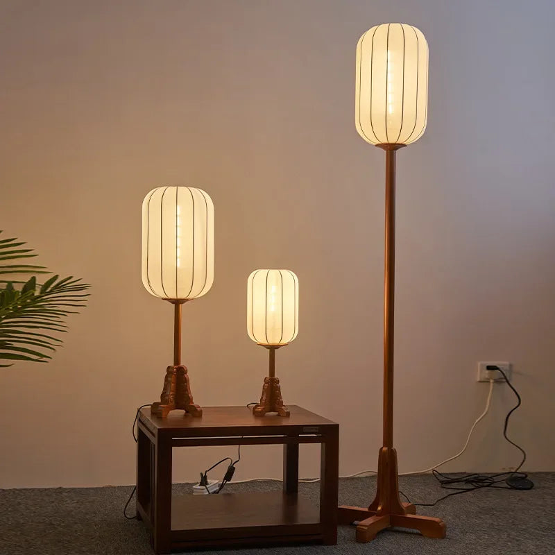 lampadaire chinois vintage en bois massif éclairage décoratif intérieur