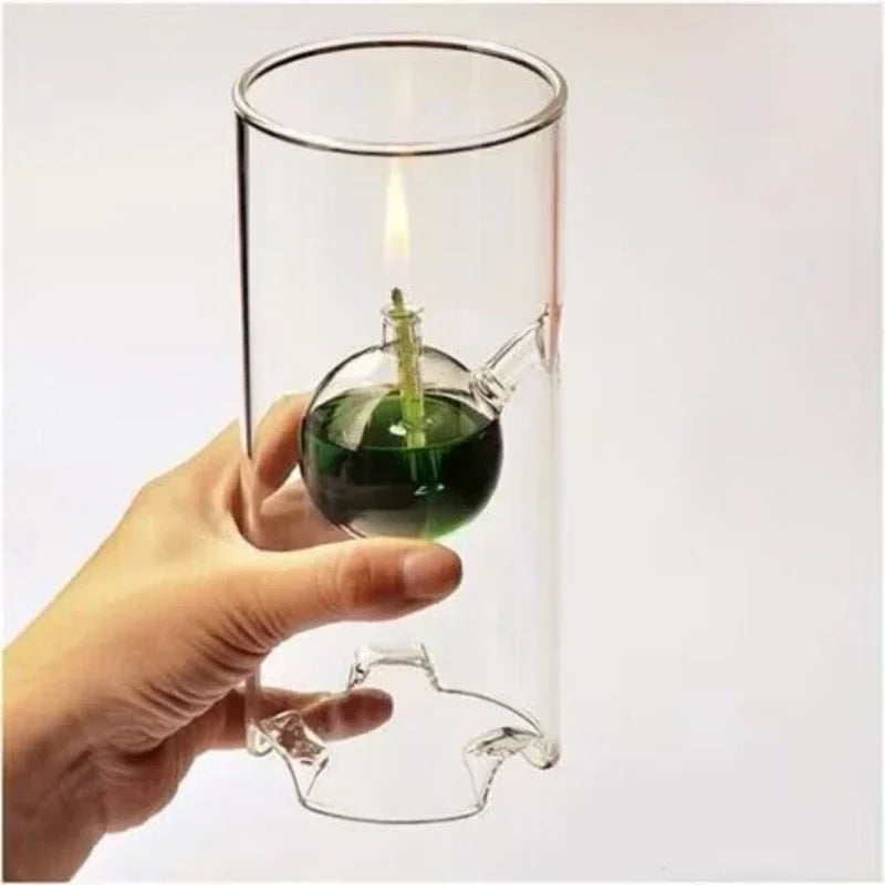lampe à huile en verre transparent décoration vintage pour intérieur