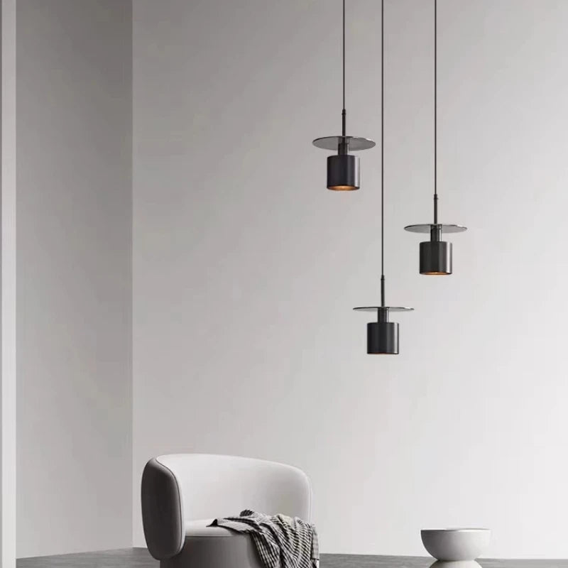 lampe led suspendue en laiton noir avec cordon réglable en cuivre