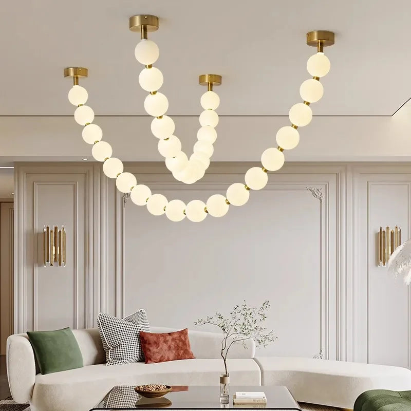 lustre design perles nordiques led pour décoration maison