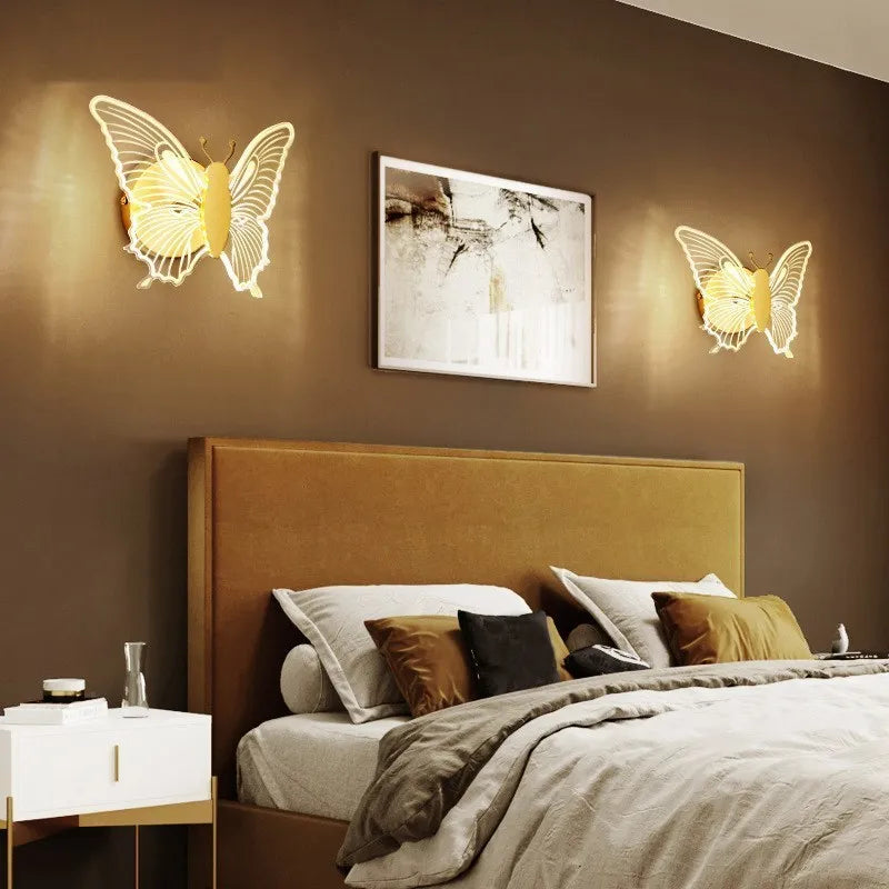 applique murale led acrylique noir en forme de papillon