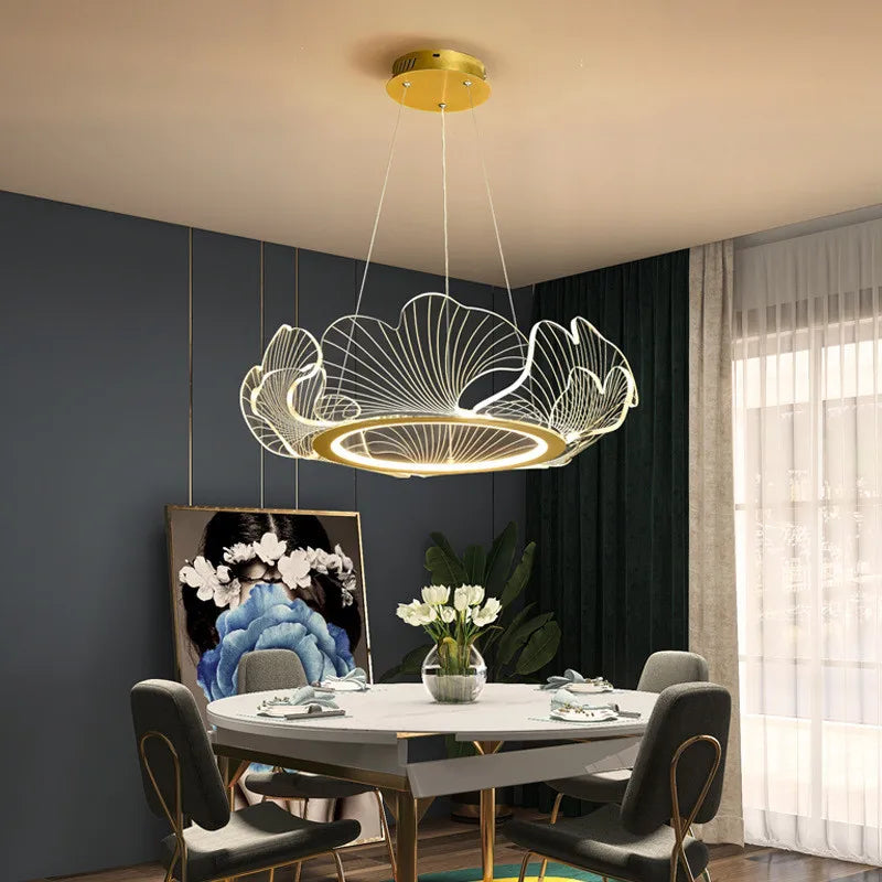lustre led postmoderne de luxe réglable lotus feuille minimaliste