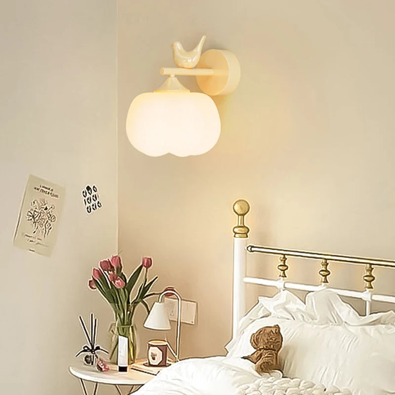 applique murale moderne en pe avec abat-jour d'oiseau led