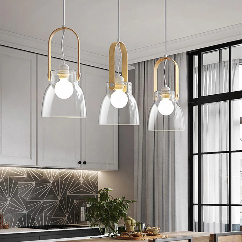 suspension en verre transparent avec fil réglable pour décor intérieur