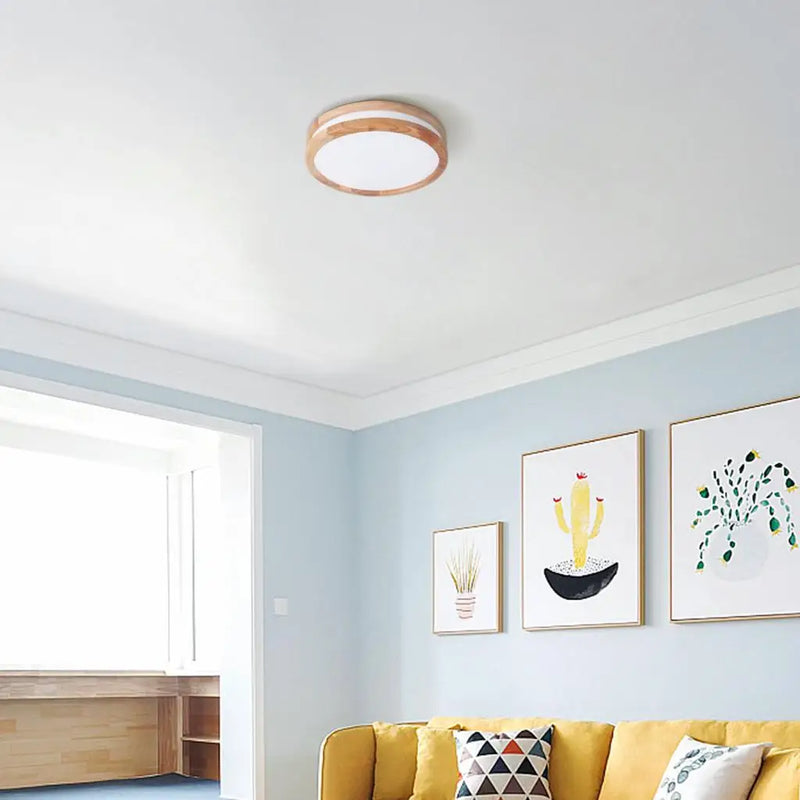 plafonnier led bois moderne nordique rond luminaire intérieur