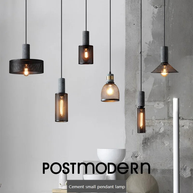 lampe suspendue en béton industriel avec abat-jour en fer