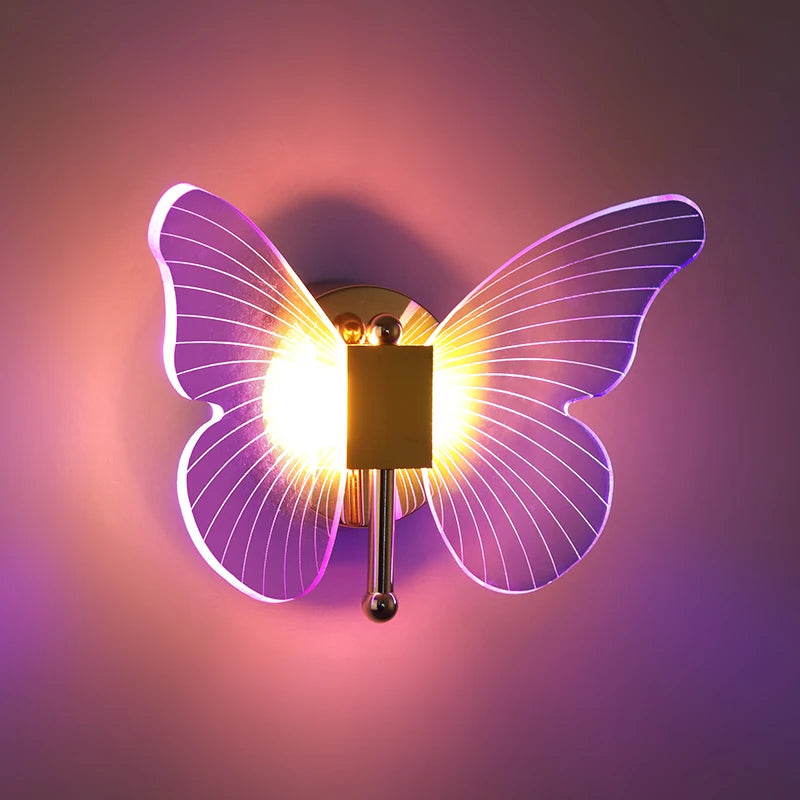 Applique murale LED papillon colorée