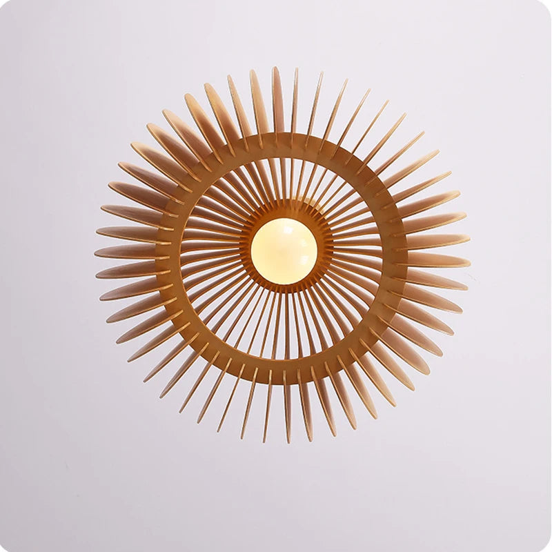 suspension lustre citrouille en bois naturel nordique éclairage