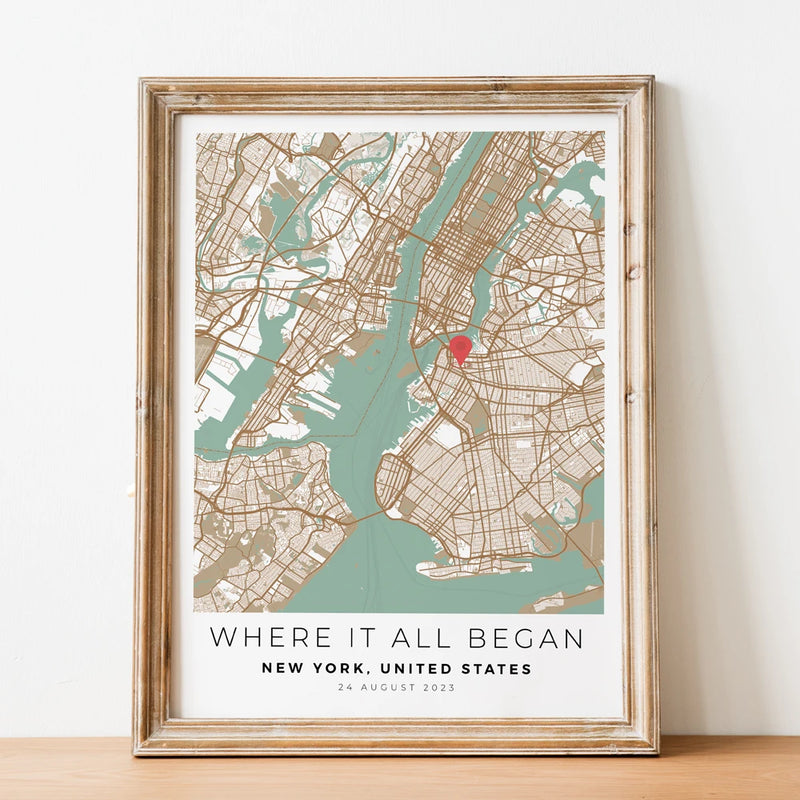 carte de ville personnalisée cadeau romantique pour lui