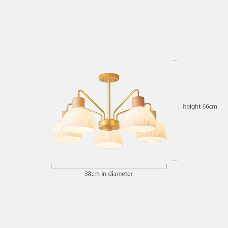 plafonnier led minimaliste en bois et verre pour restaurant ou café