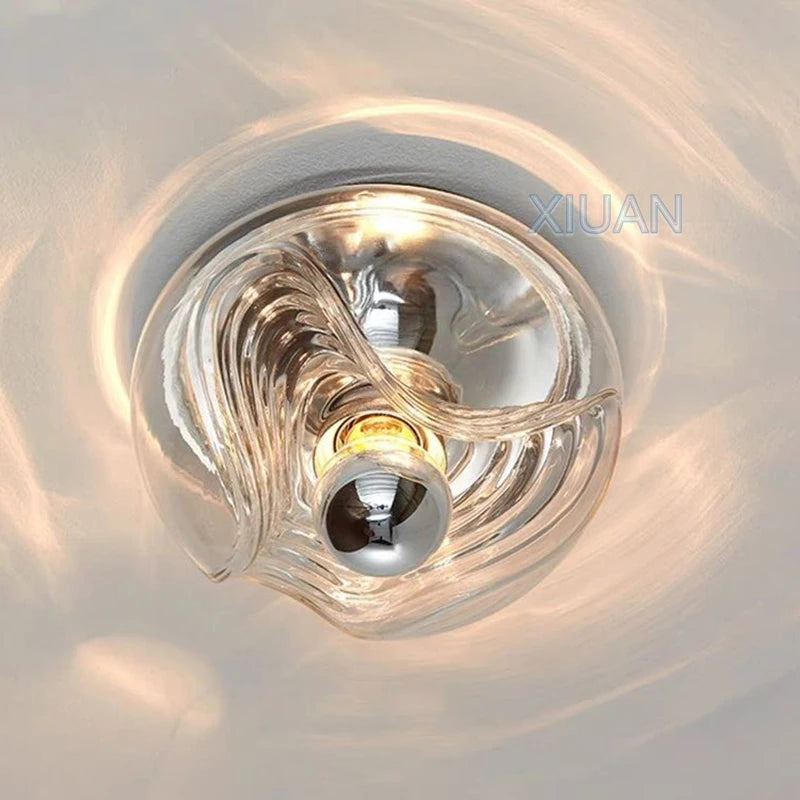 plafonnier bauhaus en verre avec ondulation led moderne
