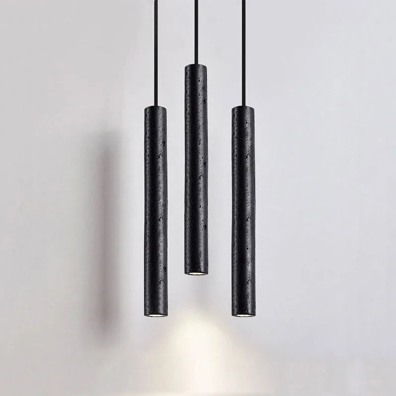 Suspension led ultra-fin en pierre à trous noirs minimaliste moderne