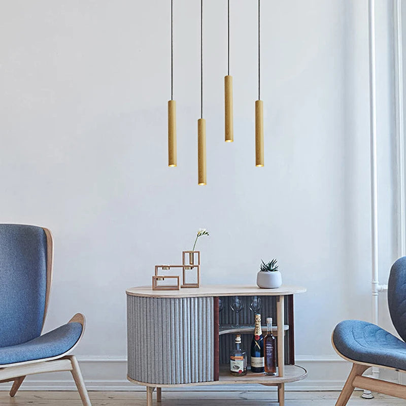 plafonnier long japonais en aluminium style bois pour restaurant