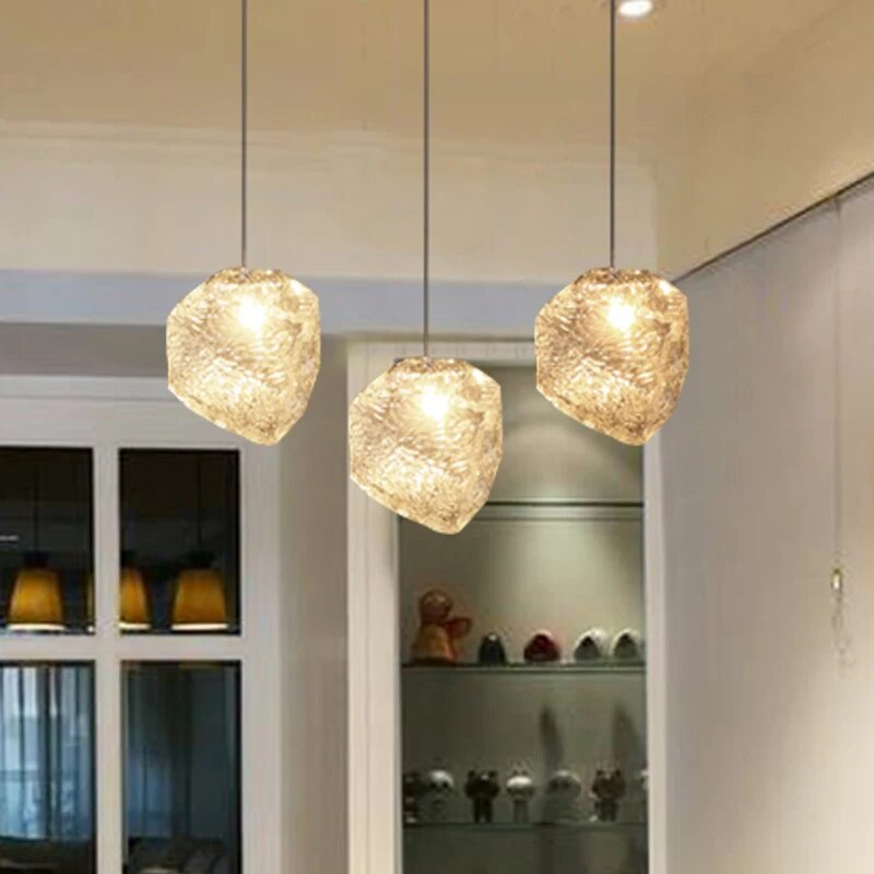 Suspension en verre style givré moderne