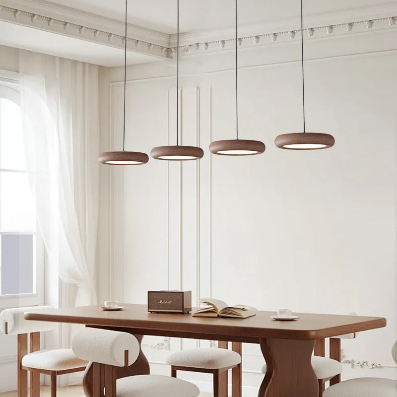 suspension moderne en bois à trois têtes minimaliste