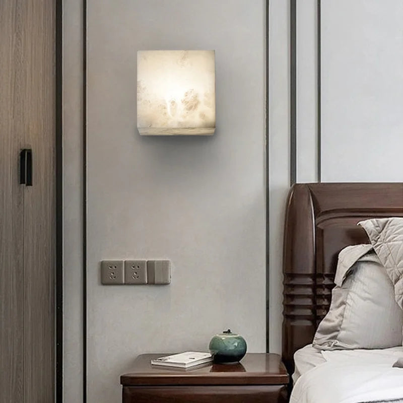 applique murale en marbre cubique pour éclairage intérieur élégant
