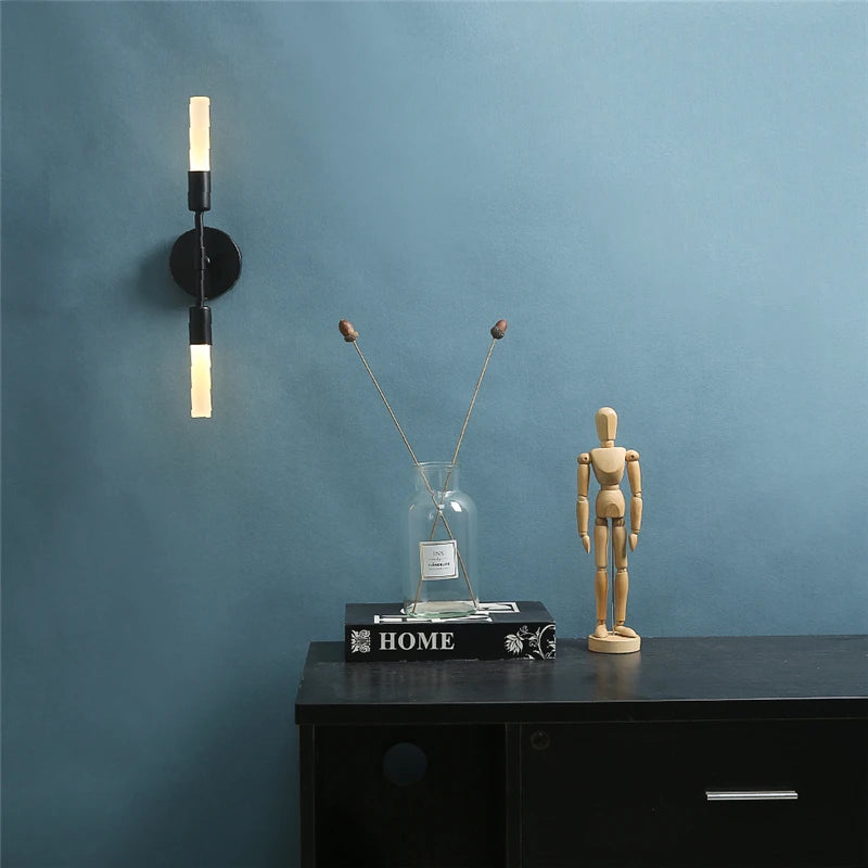 applique murale modernes minimalistes en verre 2 têtes