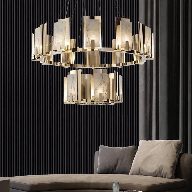 Suspension design luxe led marbre naturel
